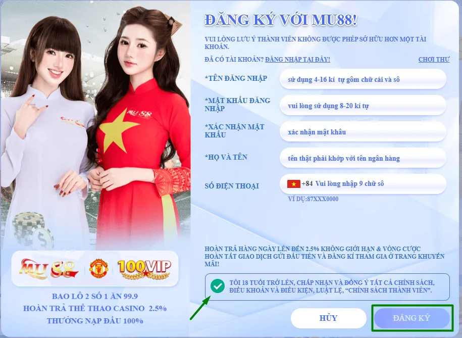 registration process casino
